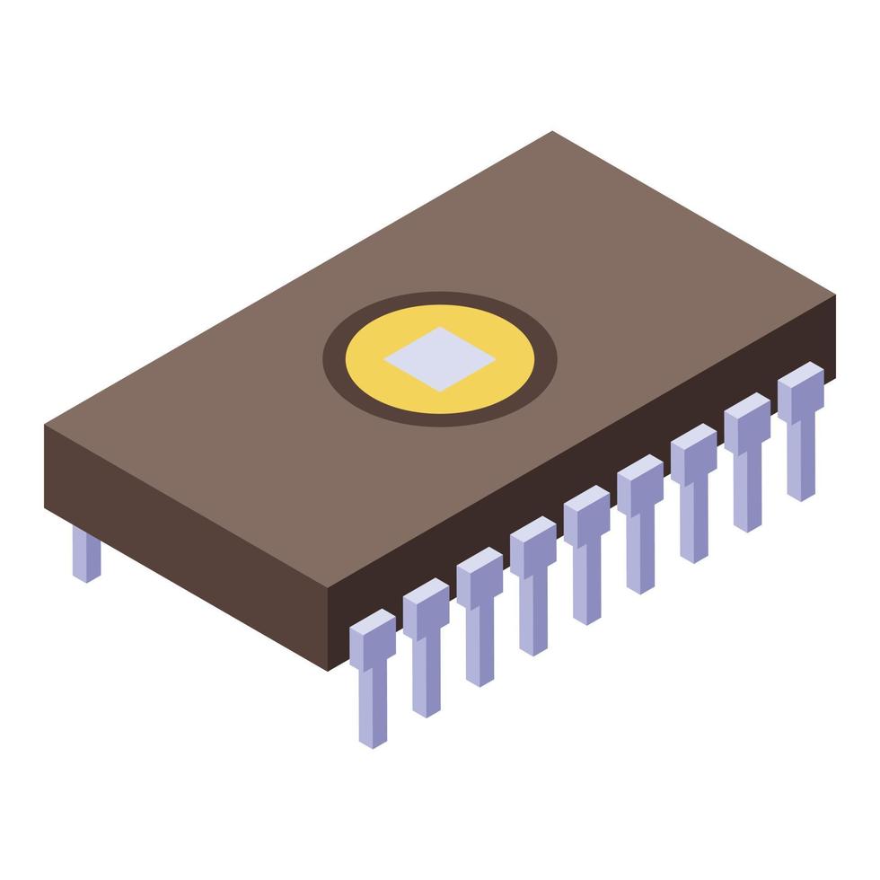 icono de transistor, estilo isométrico vector