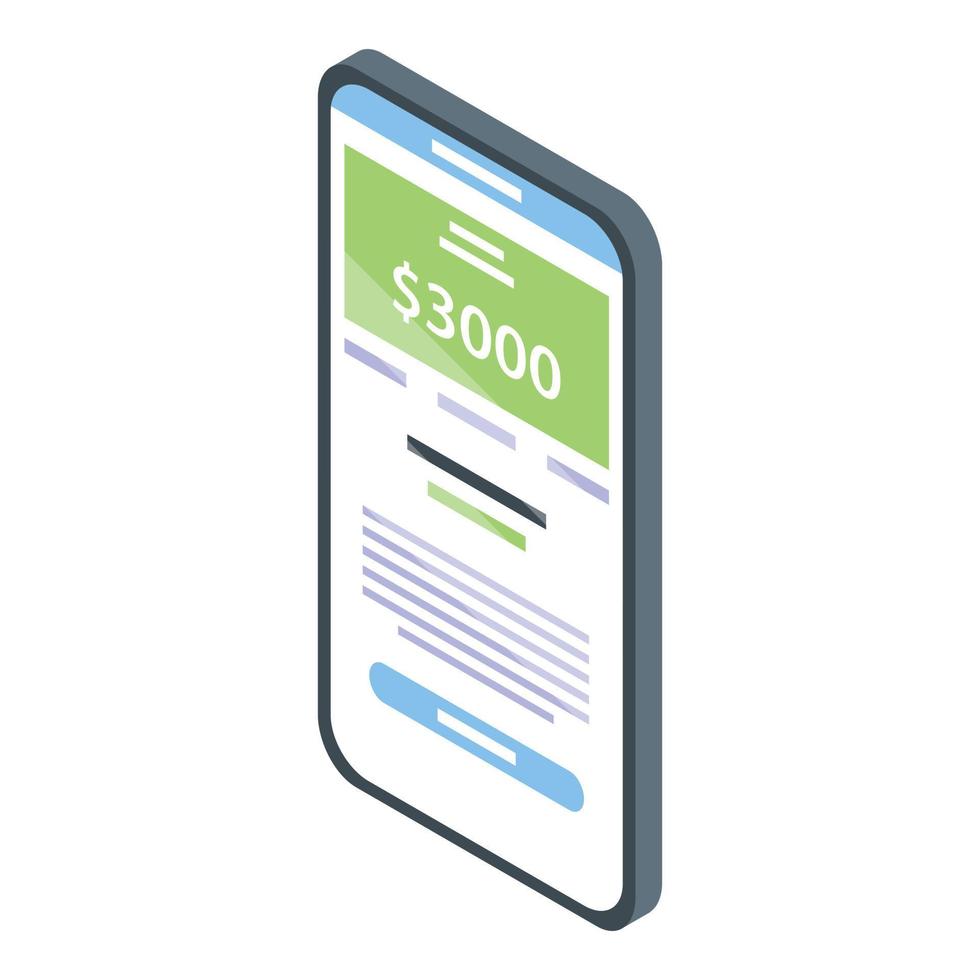 Tax smartphone payment icon, isometric style vector