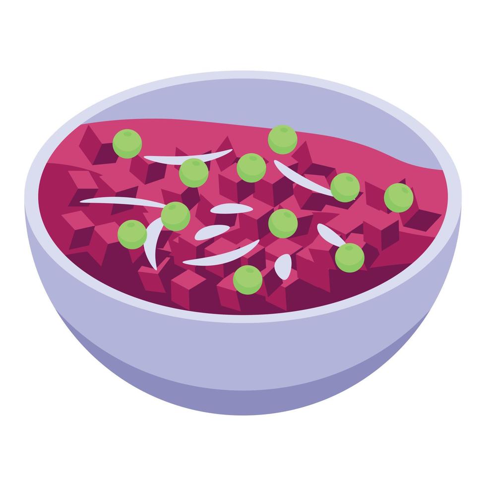 Red beetroot salad icon, isometric style vector