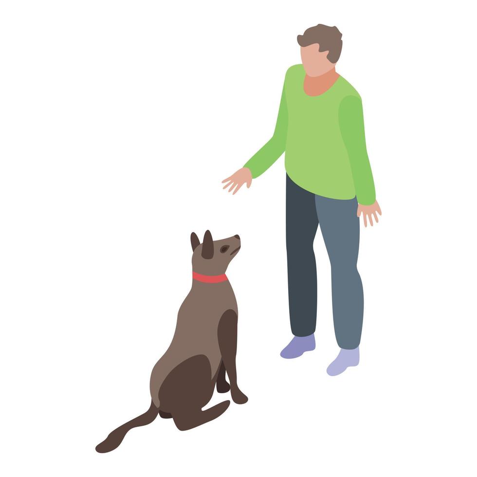 icono de entrenamiento de perros profesional, estilo isométrico vector