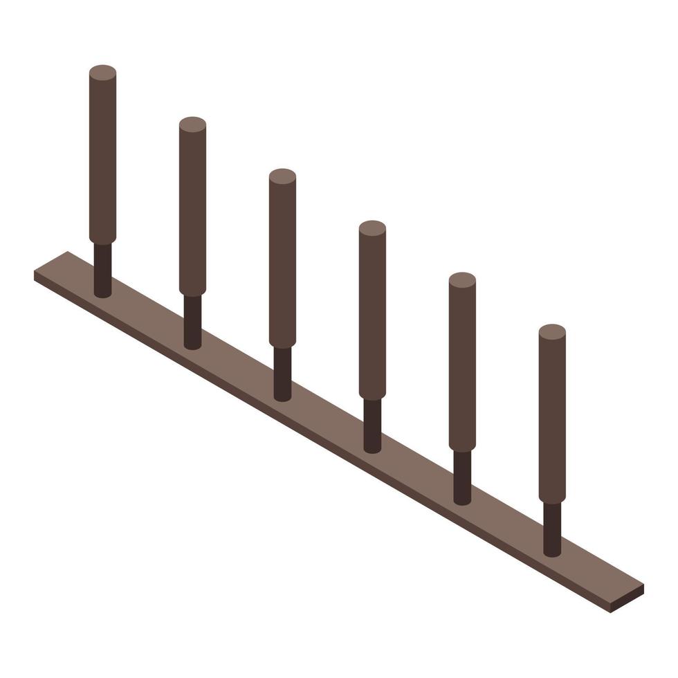 Dog training obstacle bar icon, isometric style vector