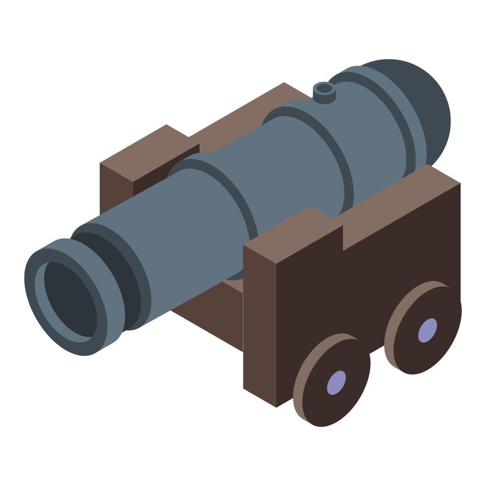 Pirate ship cannon icon, isometric style vector