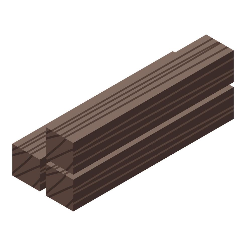 icono de barras de columna de madera, estilo isométrico vector