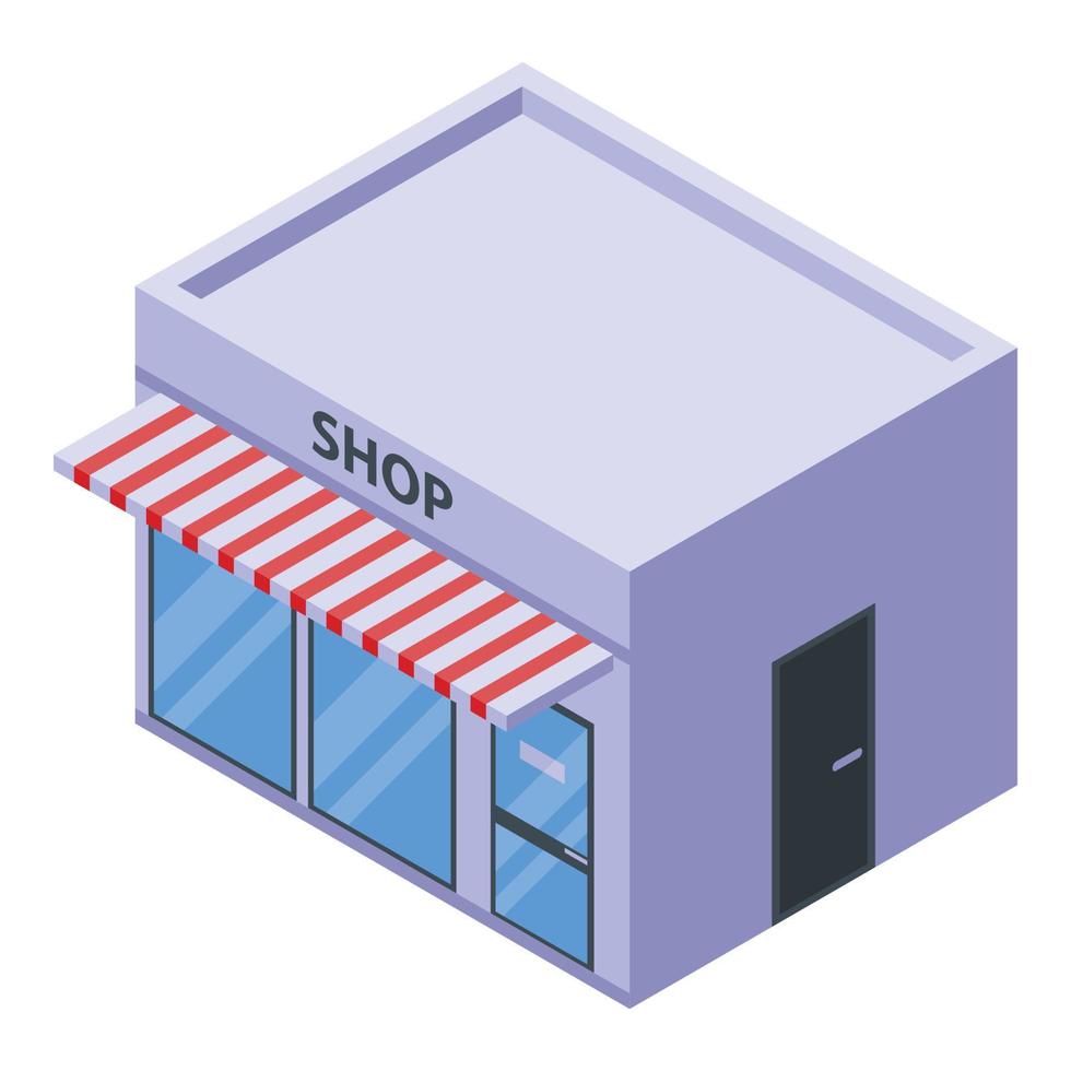 icono de edificio de la tienda de la calle, estilo isométrico vector