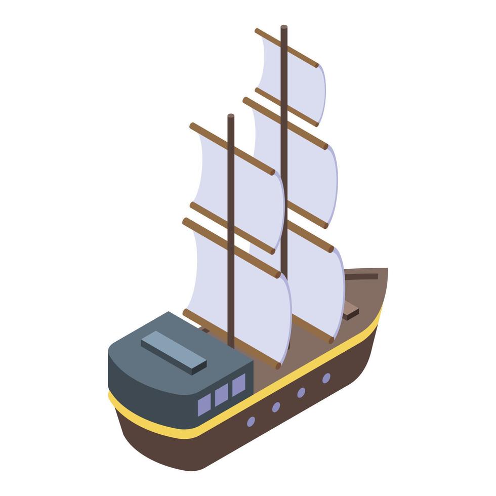 Pirate sea ship icon, isometric style vector