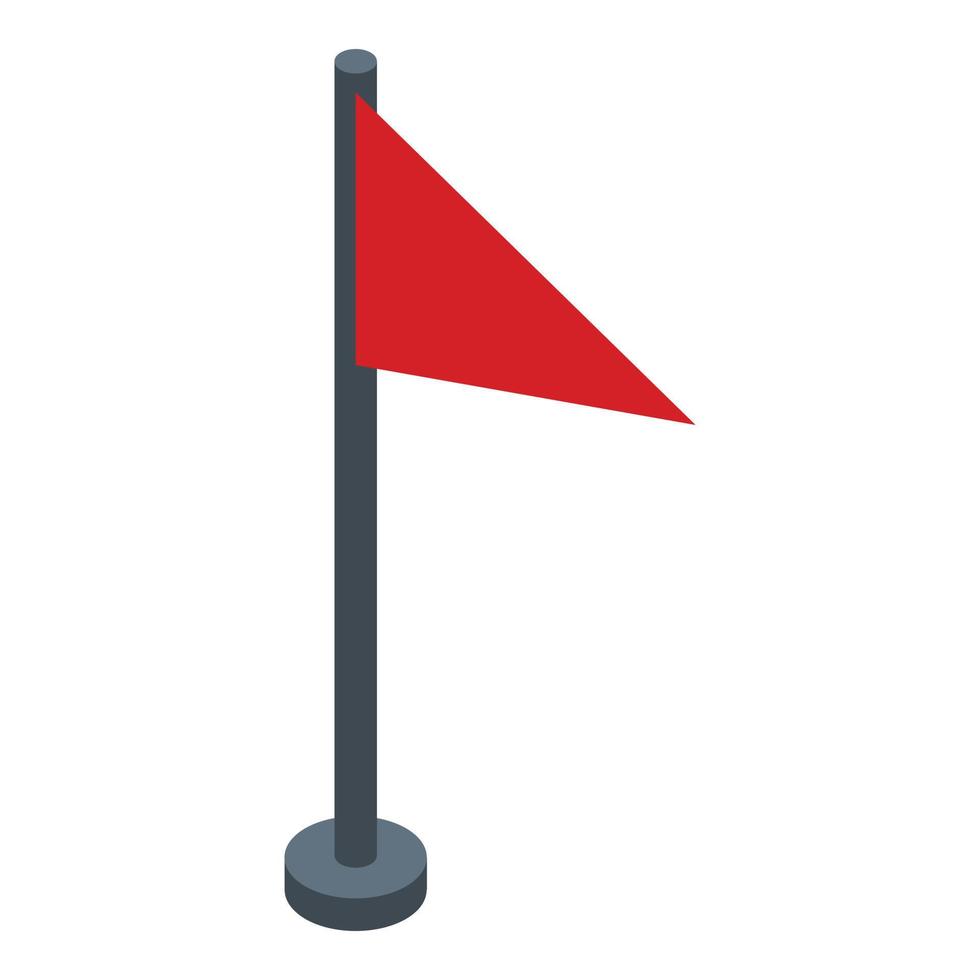 Red climber flag icon, isometric style vector