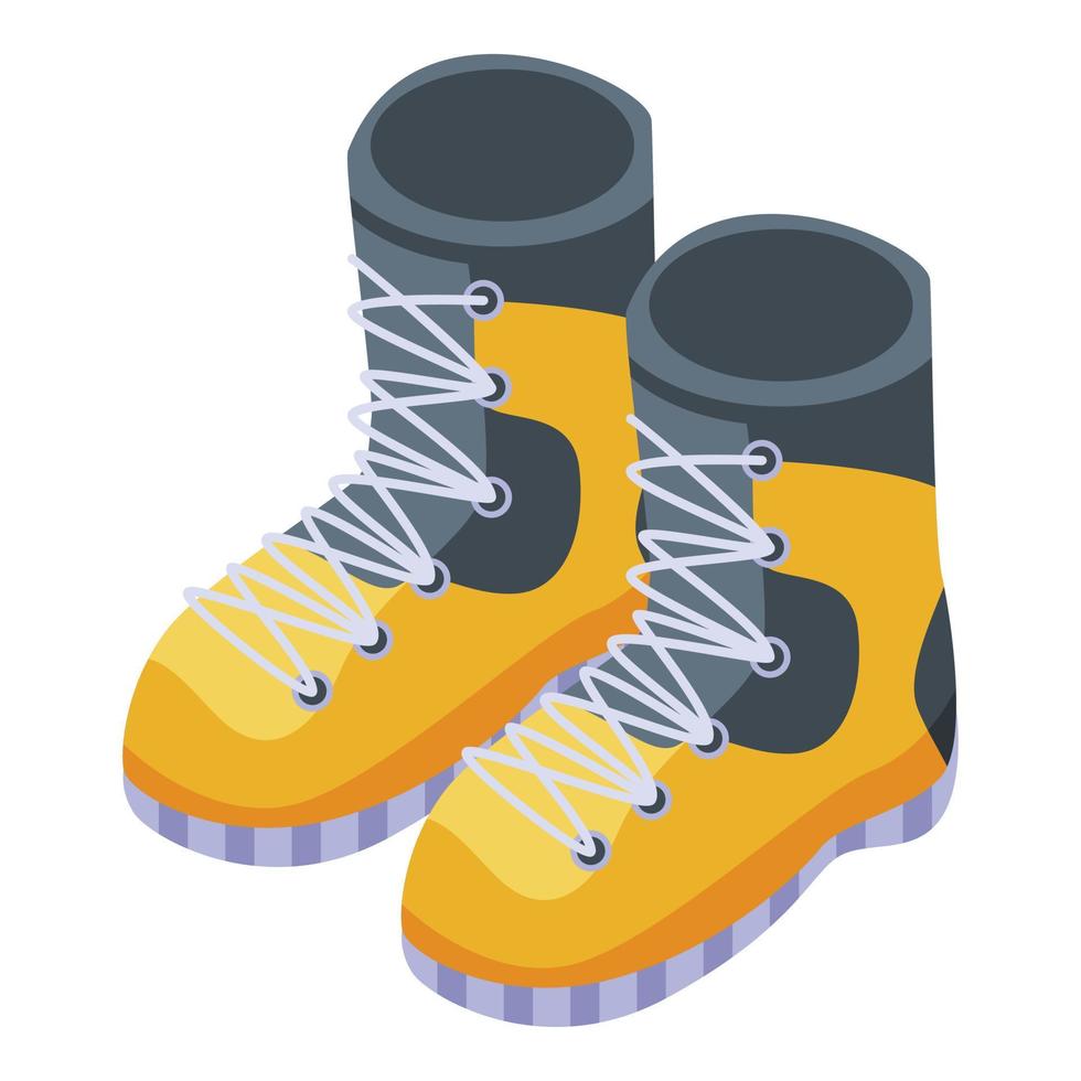 icono de botas de escalador, estilo isométrico vector