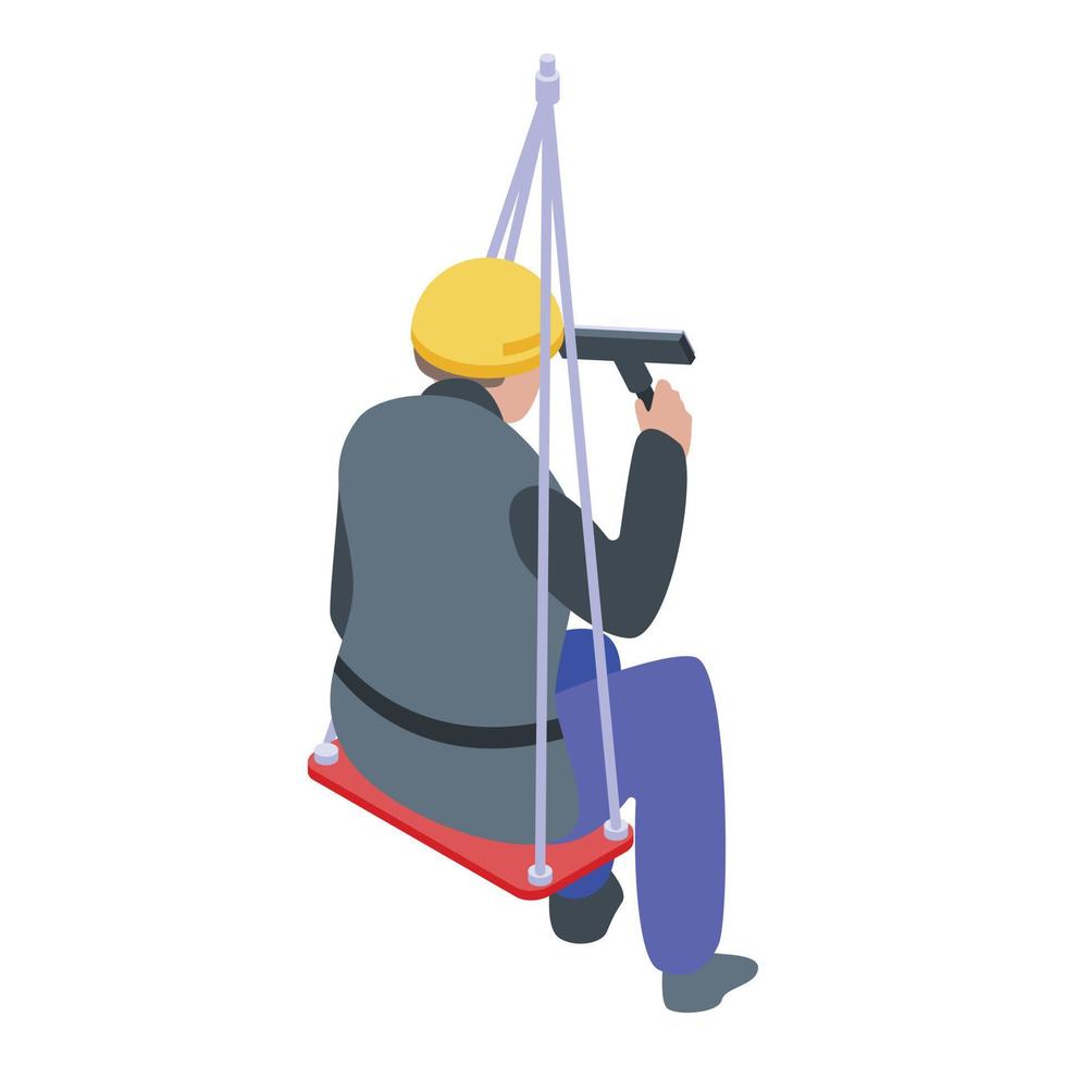 Window wash industrial climber icon, isometric style vector