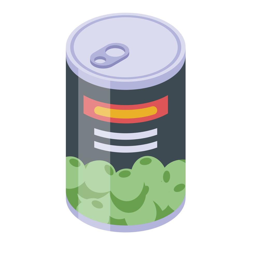 Spanish olive tin can icon, isometric style vector