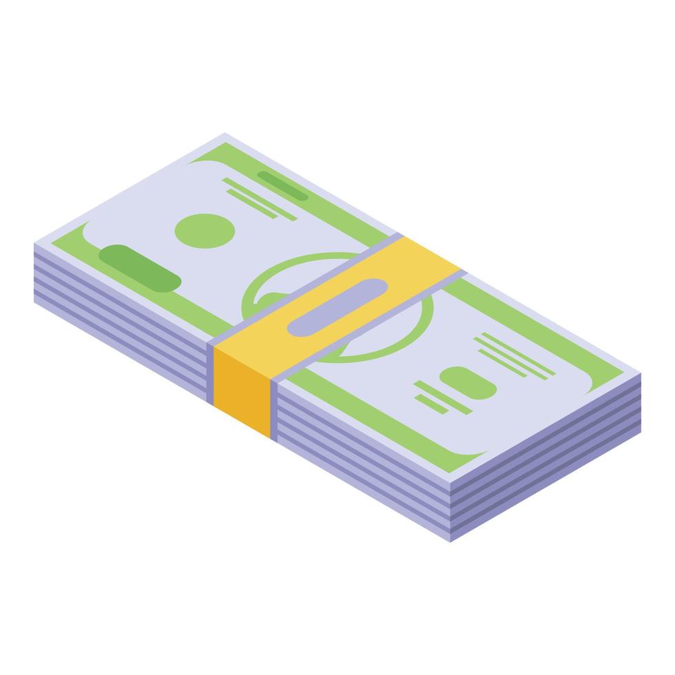 Money pack icon, isometric style vector