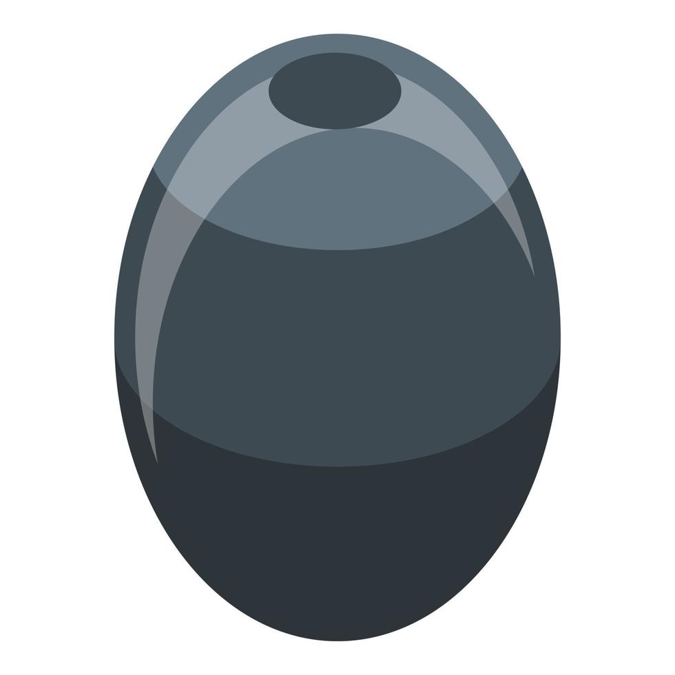 Whole black olive icon, isometric style vector