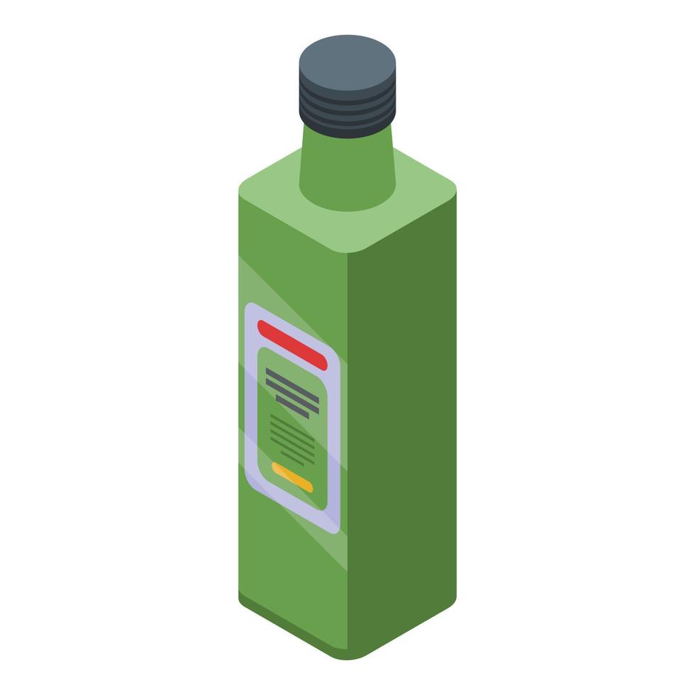 icono de botella de aceite de oliva mediterráneo, estilo isométrico vector