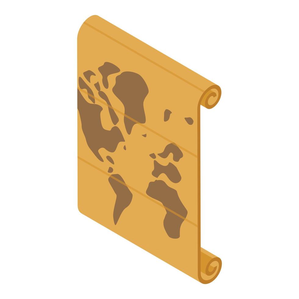 Pirate paper map icon, isometric style vector