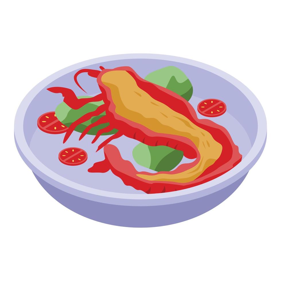 Lobster salad icon, isometric style vector