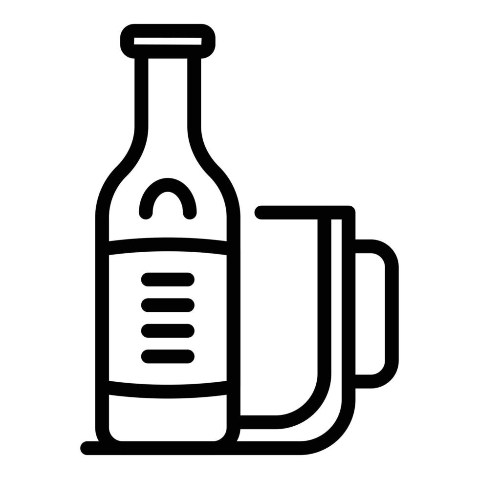 vector de contorno de icono de taza de botella de cerveza. pinta de vidrio