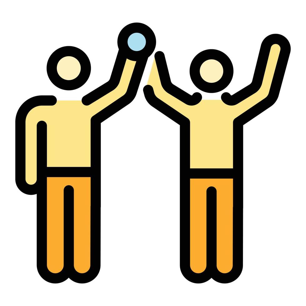 Greco-roman wrestling win icon color outline vector