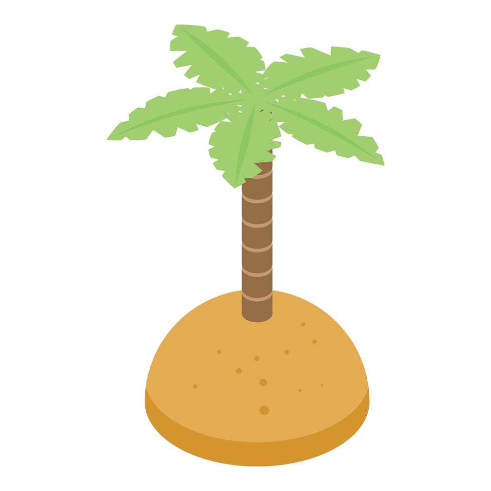Pirate palm tree island icon, isometric style vector