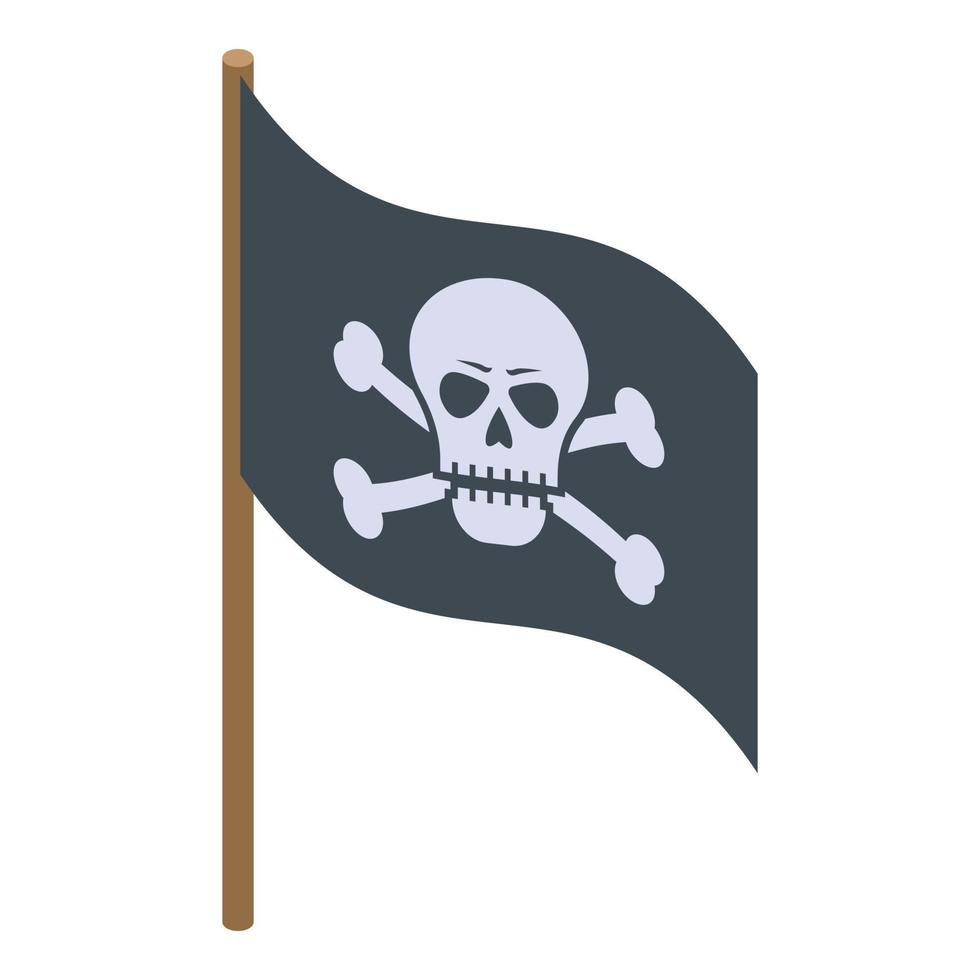 icono de bandera de barco pirata, estilo isométrico vector