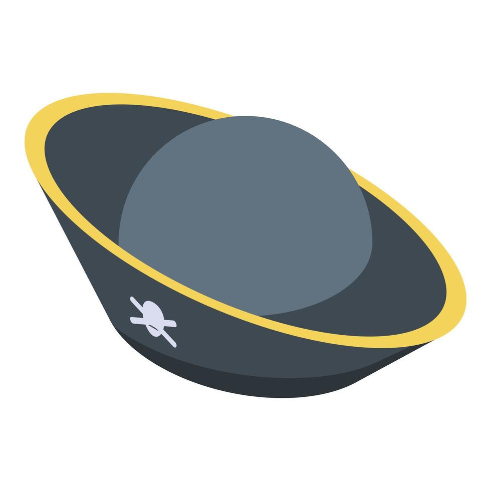 icono de sombrero negro pirata, estilo isométrico vector