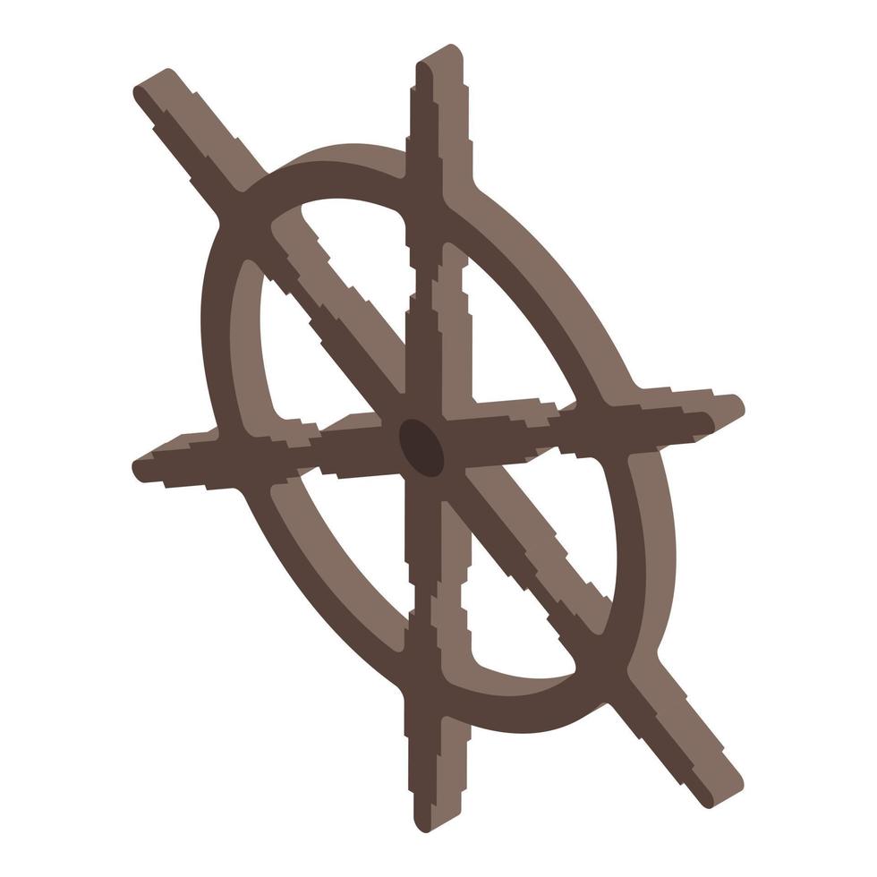 Ship steering wheel icon, isometric style vector