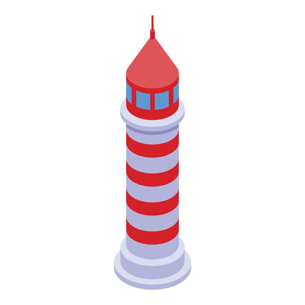 Coast lighthouse icon, isometric style vector