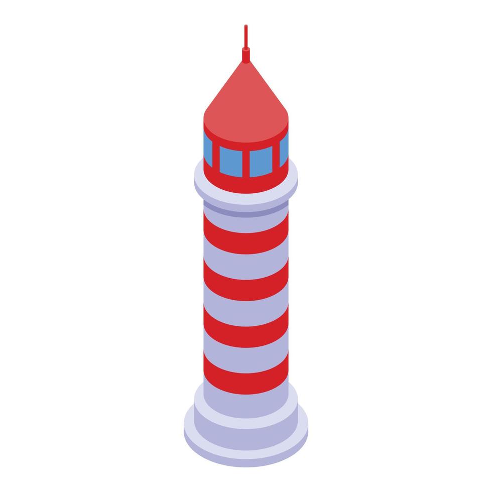 icono del faro de la costa, estilo isométrico vector