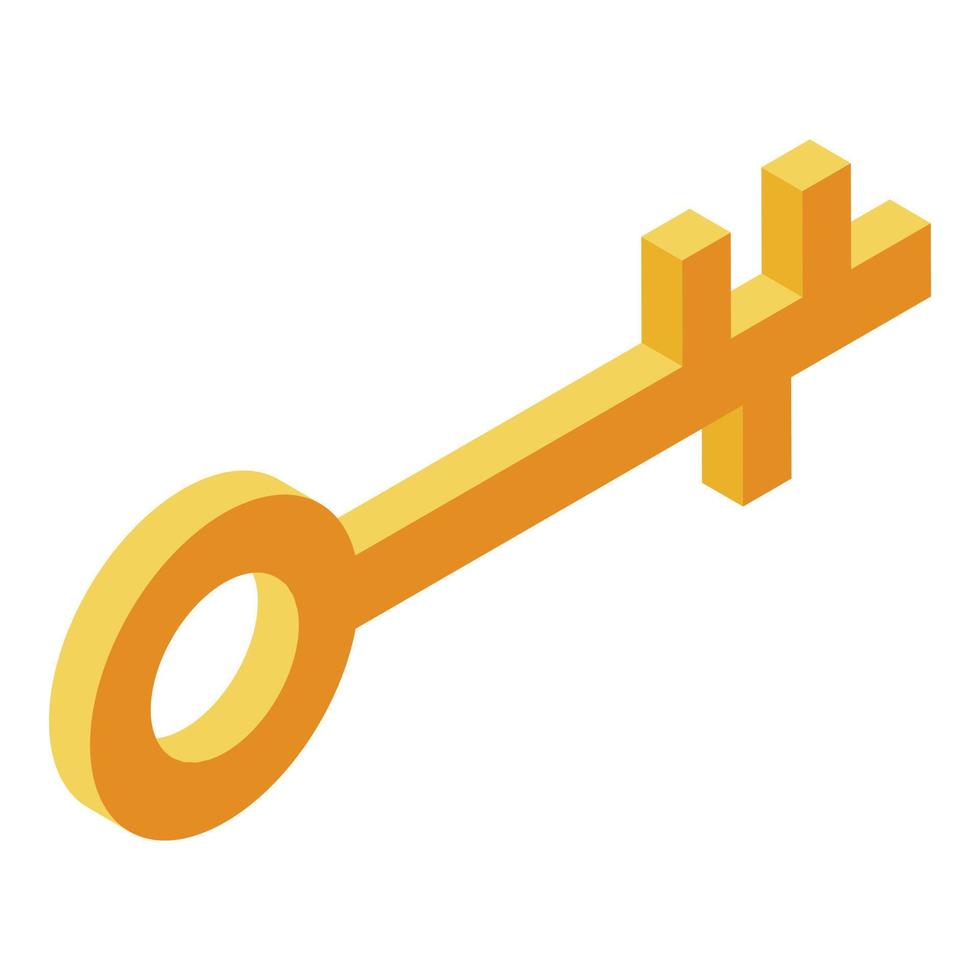 Gold pirate key icon, isometric style vector