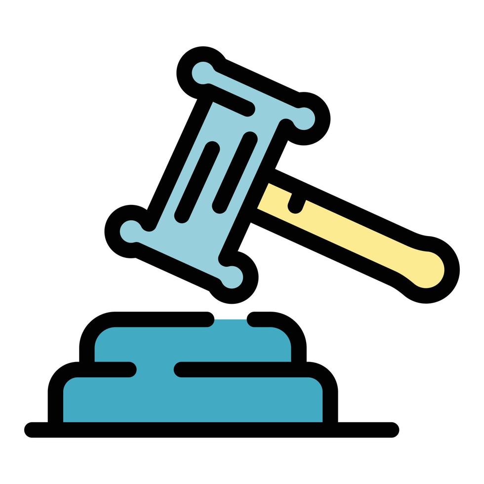 Law hammer icon color outline vector