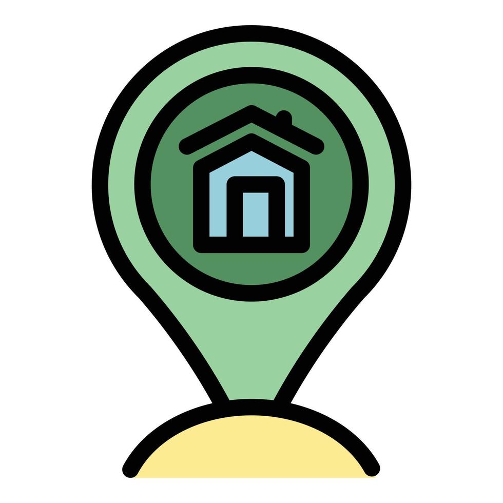 Rent house location icon color outline vector