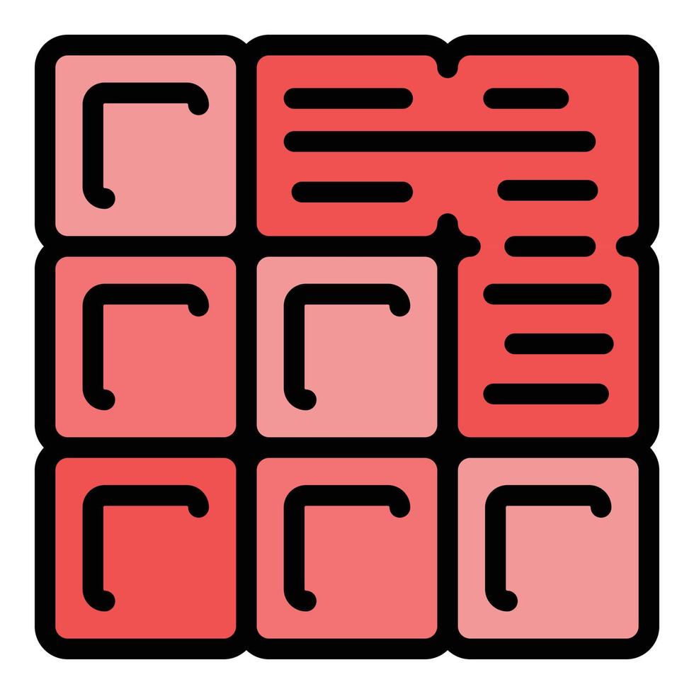vector de contorno de color de icono de bloques constructores