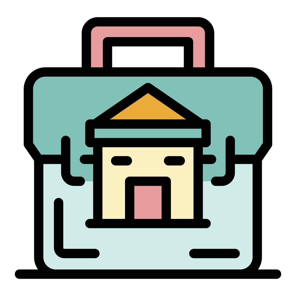 Case and house icon color outline vector