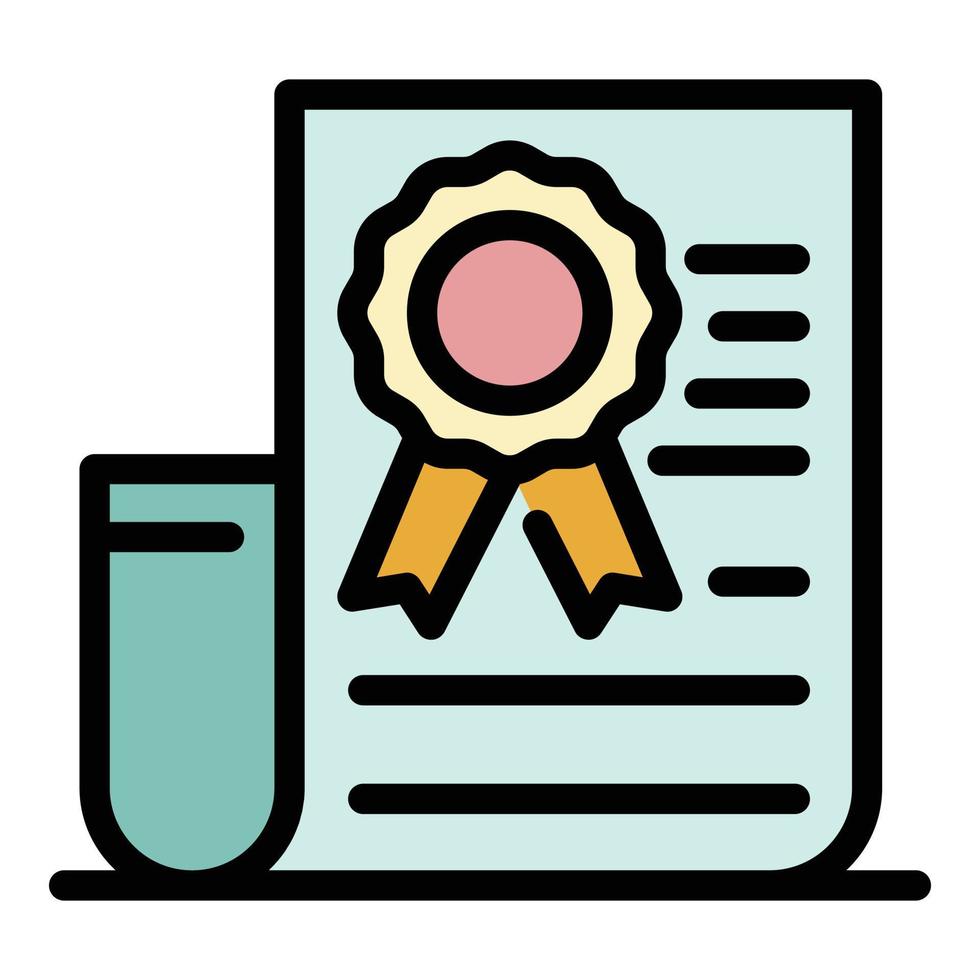 Form with official stamp icon color outline vector