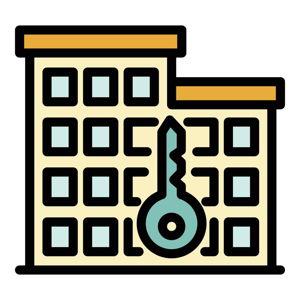 Building and key icon color outline vector