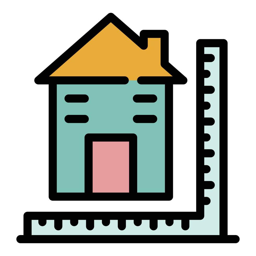 vector de contorno de color de icono de medidas de construcción