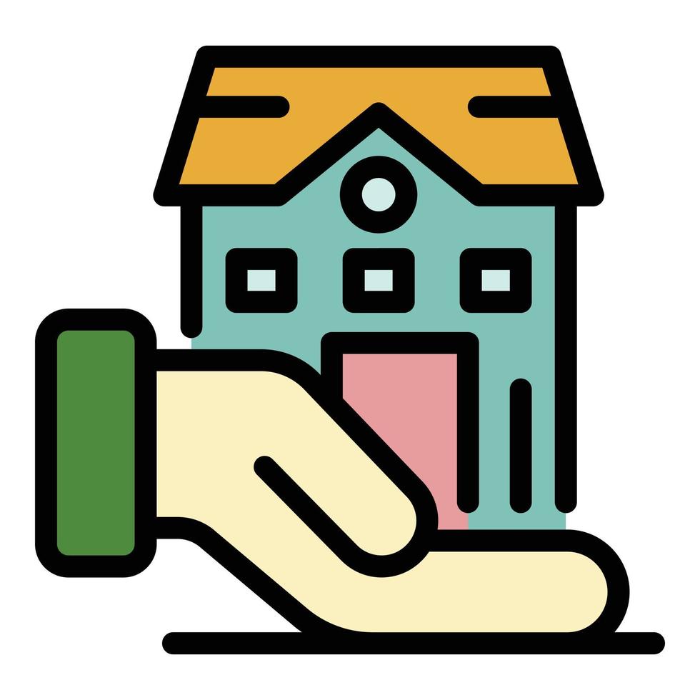 House in the palm icon color outline vector