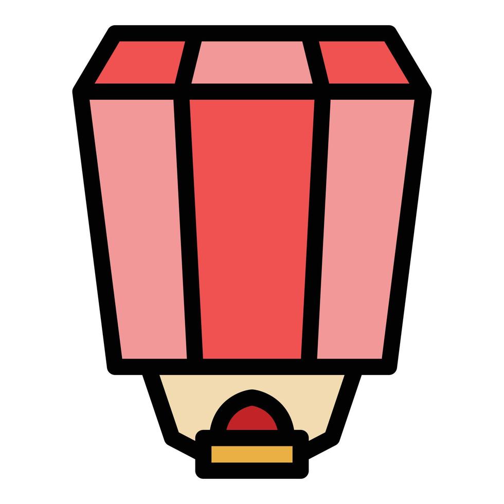 Traditional floating lantern icon color outline vector