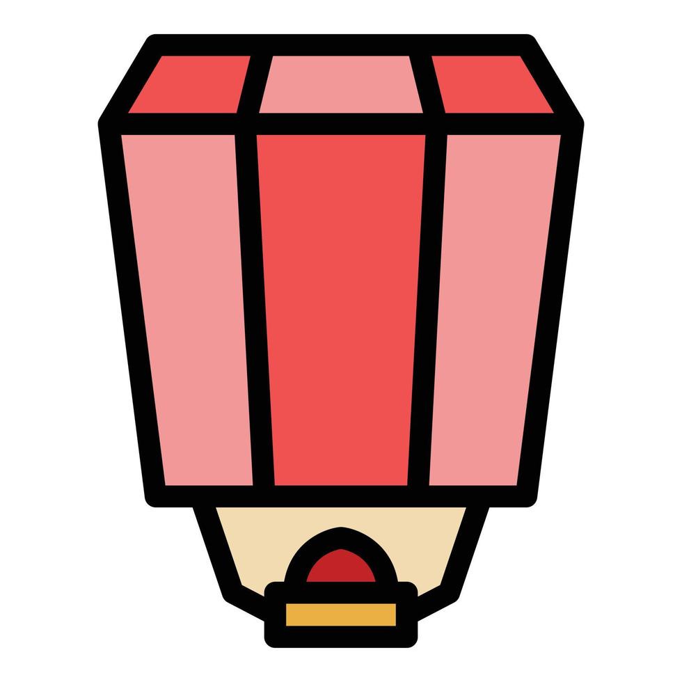 Traditional floating lantern icon color outline vector