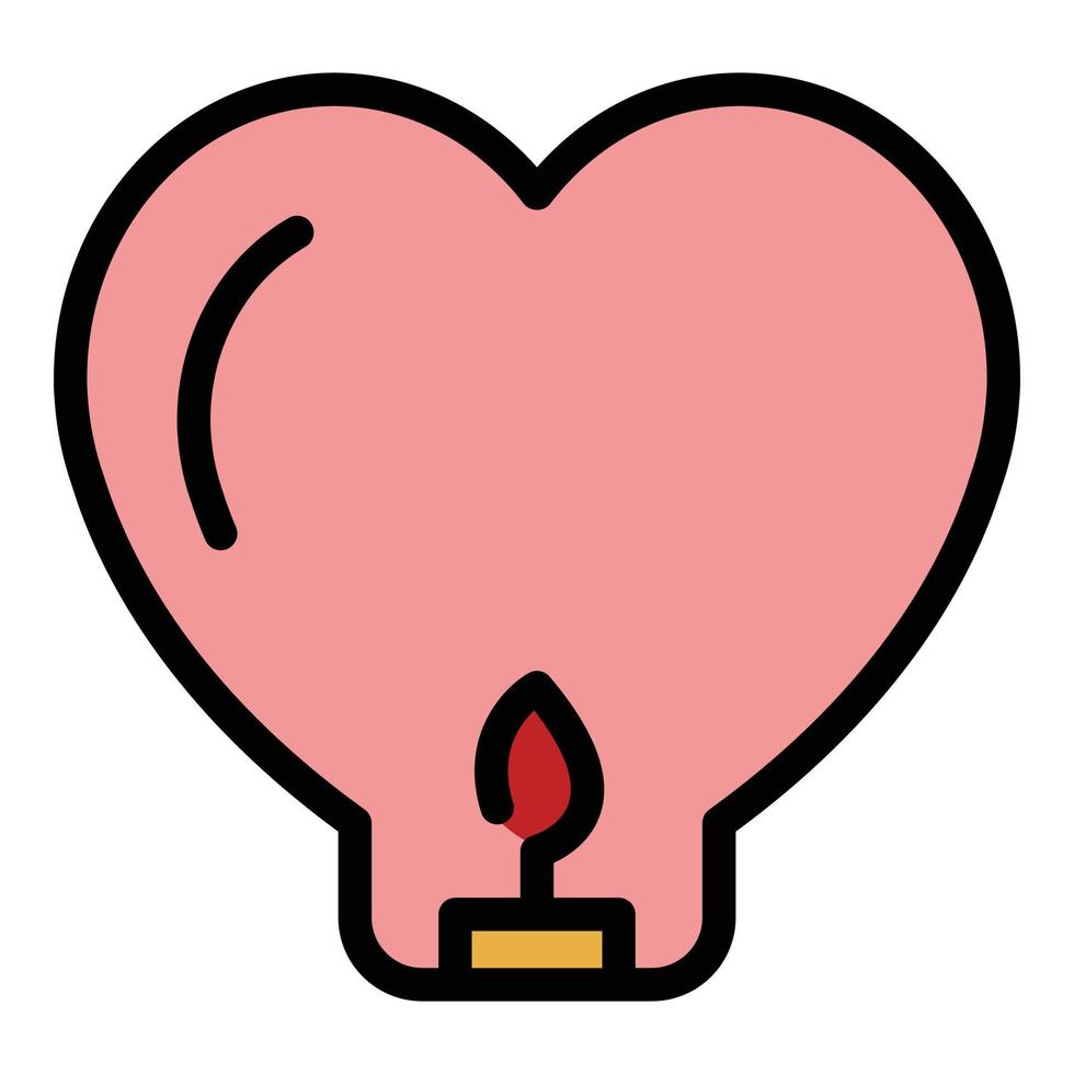 vector de contorno de color de icono de linterna flotante de corazón