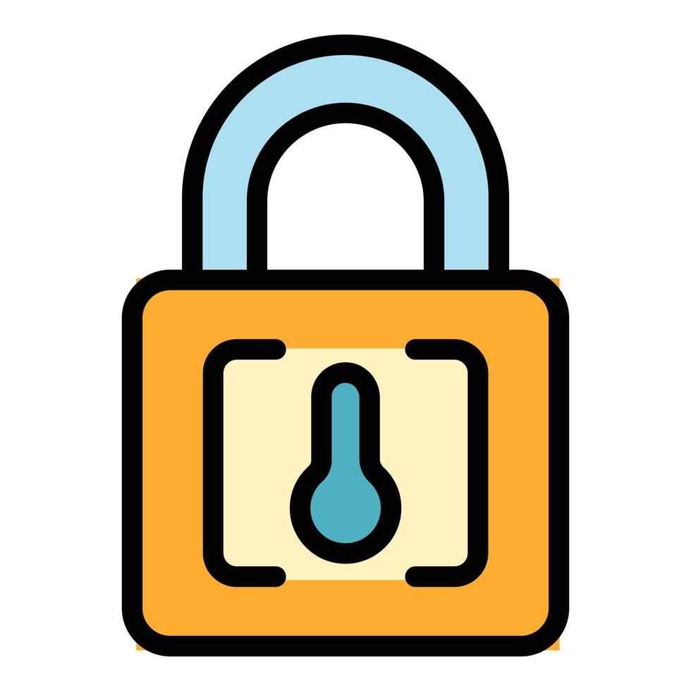 House lock icon color outline vector