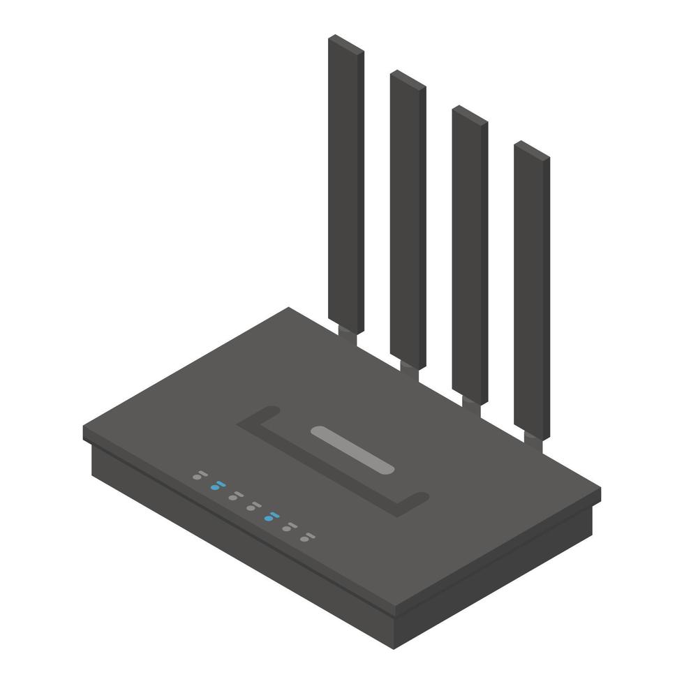 Four antenna router icon, isometric style vector