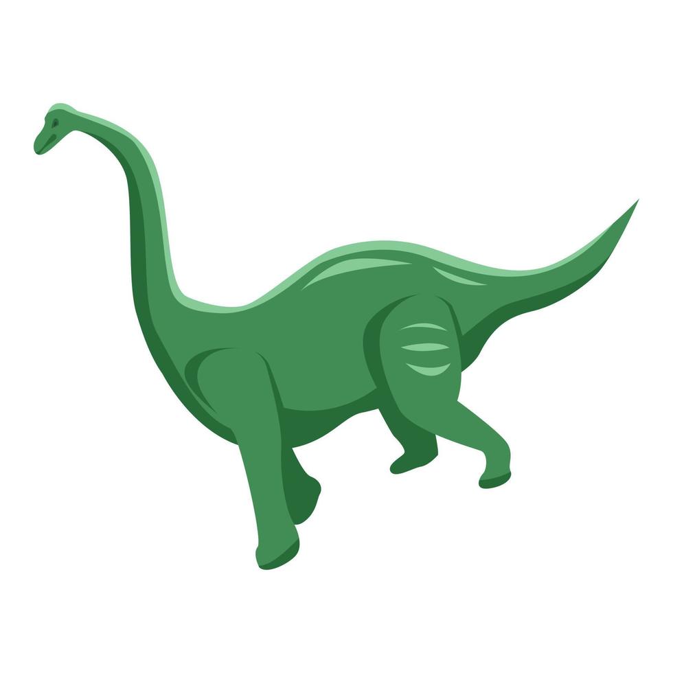 icono de dinosaurio verde, estilo isométrico vector