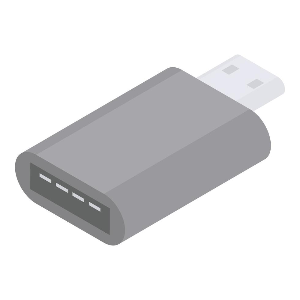 icono de adaptador usb tipo c, estilo isométrico vector