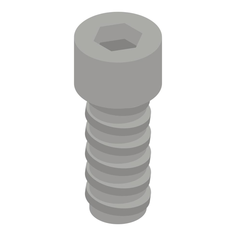 Round metal screw-bolt icon, isometric style vector