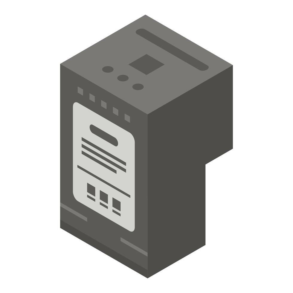 Black ink printer cartridge icon, isometric style vector