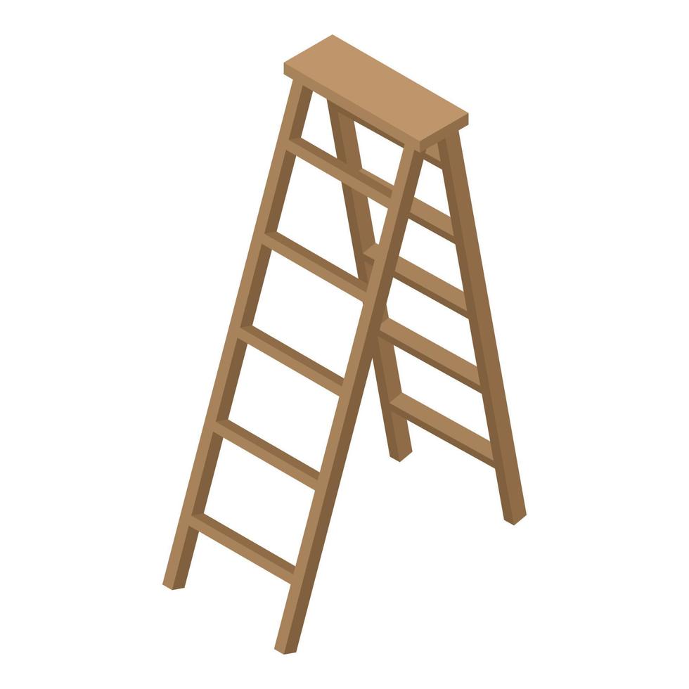 Wood ladder icon, isometric style vector