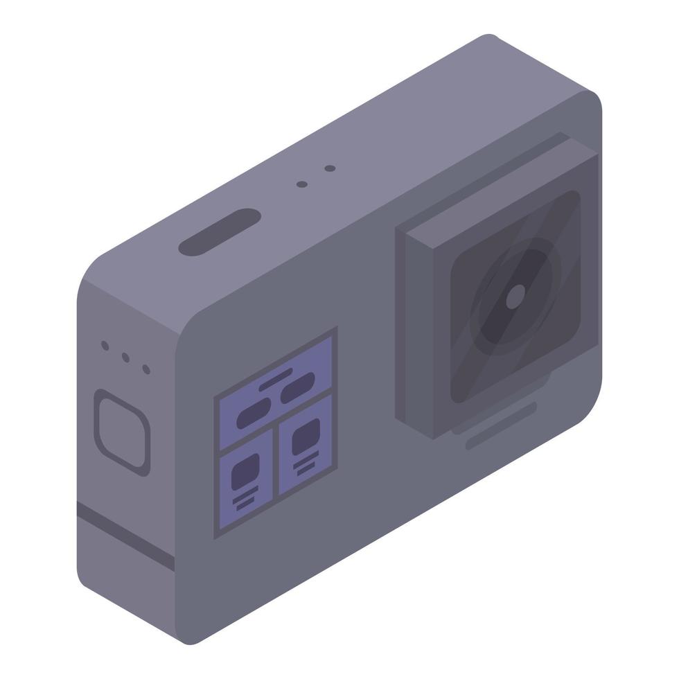Black action camera icon, isometric style vector