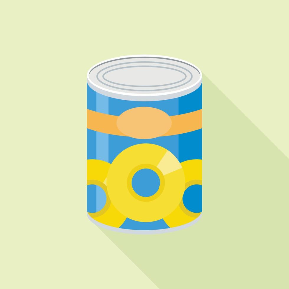 Pineapple tin can icon, flat style vector