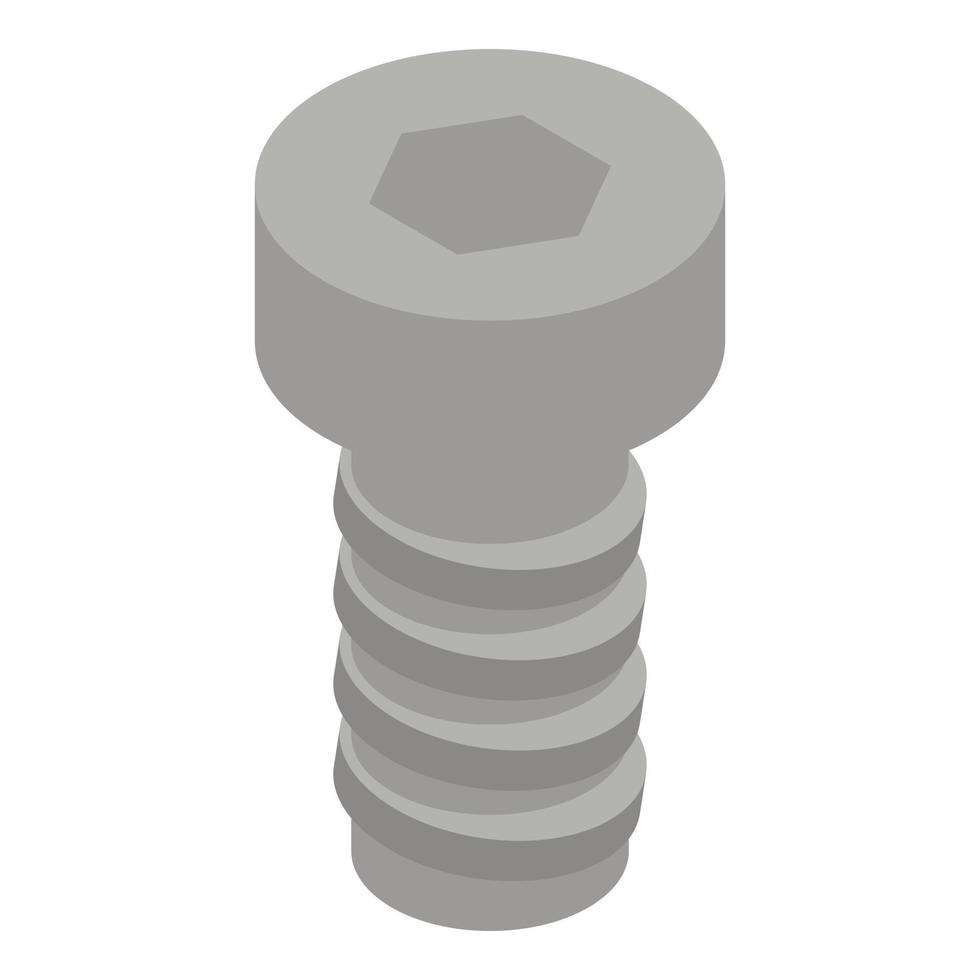 Hexagonal screw-bolt icon, isometric style vector