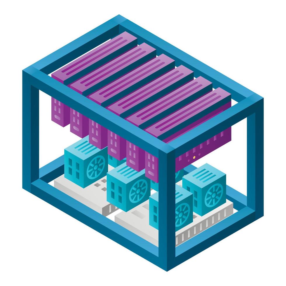 Mining farm cooling icon, isometric style vector