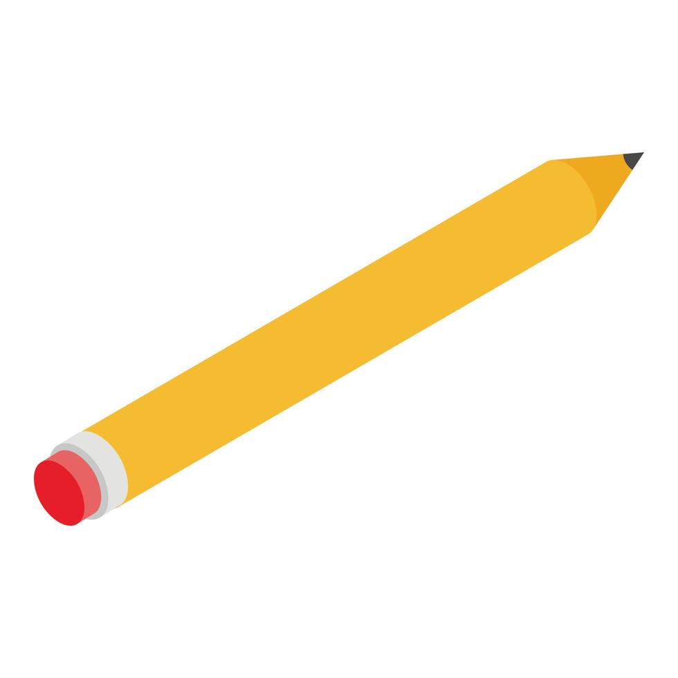 Yellow pencil icon, isometric style vector